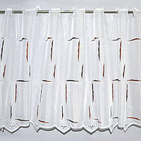 Вуаль тюль шифон для ламбрекена полоски вышитые коричнево-бордовые, белая, ш.45 (37106.004)