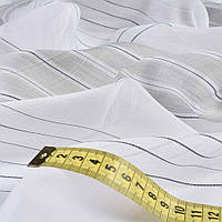 Вуаль тюль полоски ниточные серебристо-серые, белая без утяжелителя, ш.150 (37115.037)