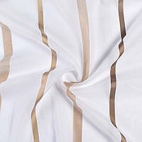 Вуаль тюль шифон полоски атласные коричневые, белая с утяжелителем, ш.300 (37121.007)