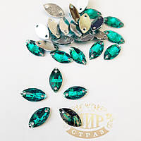 Пришивная лодочка (синтет. стекло), цвет Emerald, 6х12мм*1шт