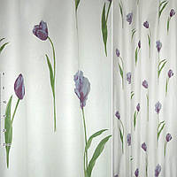 Деворе для штор тюльпаны высокие фиолетово-сиреневые на белом фоне, ш.135 (38202.006)