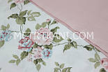 Тканина для постільної білизни з ранфорс Туреччина 240 см "Троянди на гілках" рожево-блакитні № 10801/14, фото 7