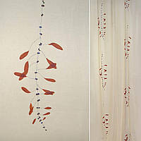 Хлопок для штор ягоды синие, листья терракотовые на кремовом фоне, ш.140 (38517.002)