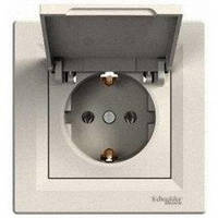 Розетка з кришкою і заземленням Schneider Electric Asfora Слонова кістка EPH3100123