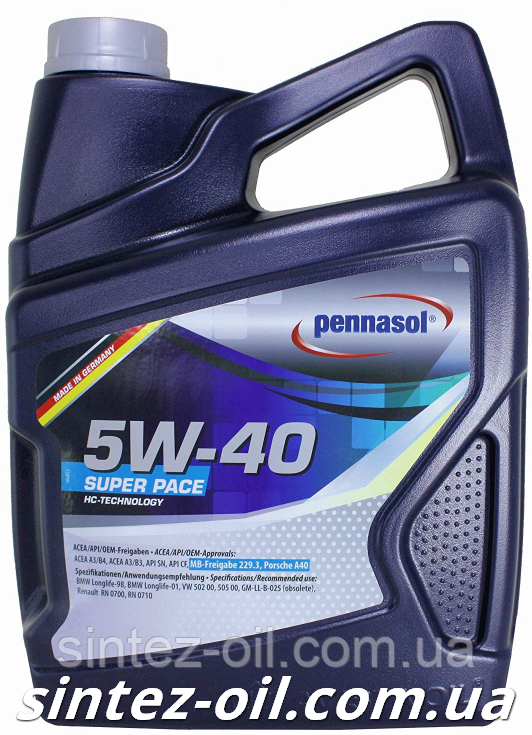 Олива моторна PENNASOL SUPER PACE PLUS SAE 5W-40 (5 л)