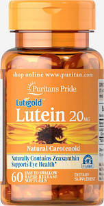 (уцінка термін 4,25) Вітаміни для очей лютеїн Puritan's Pride Lutein 20 мг with Zeaxanthin 60 капс.