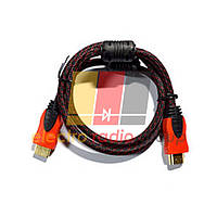 Шнур HDMI (шт.- шт.) Vers.-1,4, gold, фільтр + сітка, 0,8 м, чорно-черв