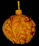 Новорічна воскова свічка "Ялинкова іграшка" з натурального бджолиного воску, фото 4