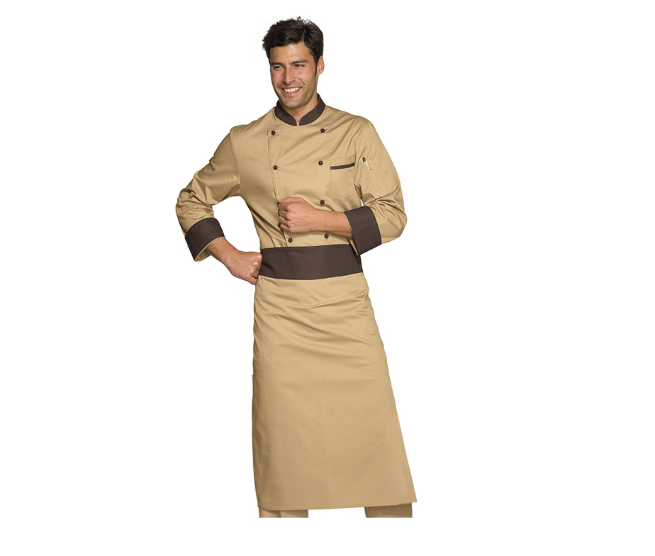 Форма кухаря чоловіча бежева з коричневим  (кітель + фартух) Atteks - 00987