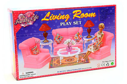 Дитяча іграшкова меблі Глорія Gloria для ляльок Барбі Вітальня 9704. Облаштуйте ляльковий будиночок
