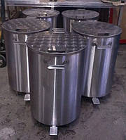 Контейнер бак 100 л. для сміття з неіржавкої сталі, тримачі сміттєвих пакетів