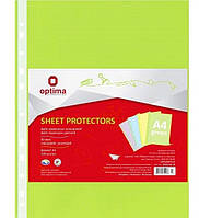 Файл для документів А4 + Optima, 40 мкм, фактура "глянець", салатовий (100 шт / уп)