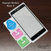 Захисне скло для Xiaomi Redmi Note 4, Full cover, black silk, датчик праворуч