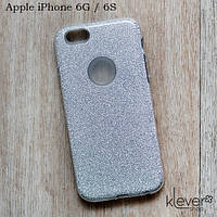 Силіконовий чохол накладка Elysian rain для Apple iPhone 6/6s (сріблястий з блискітками)