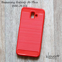 TPU чехол накладка для Samsung Galaxy J6 Plus (SM-J610) (red "Carbon")