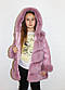 Дитяча шуба для дівчинки з капюшоном "Шик" рожева, фото 3