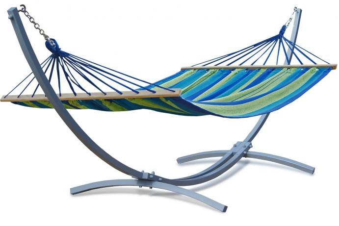 Гамак з рейками 200х100 см зелений XL зі стійкою WCG