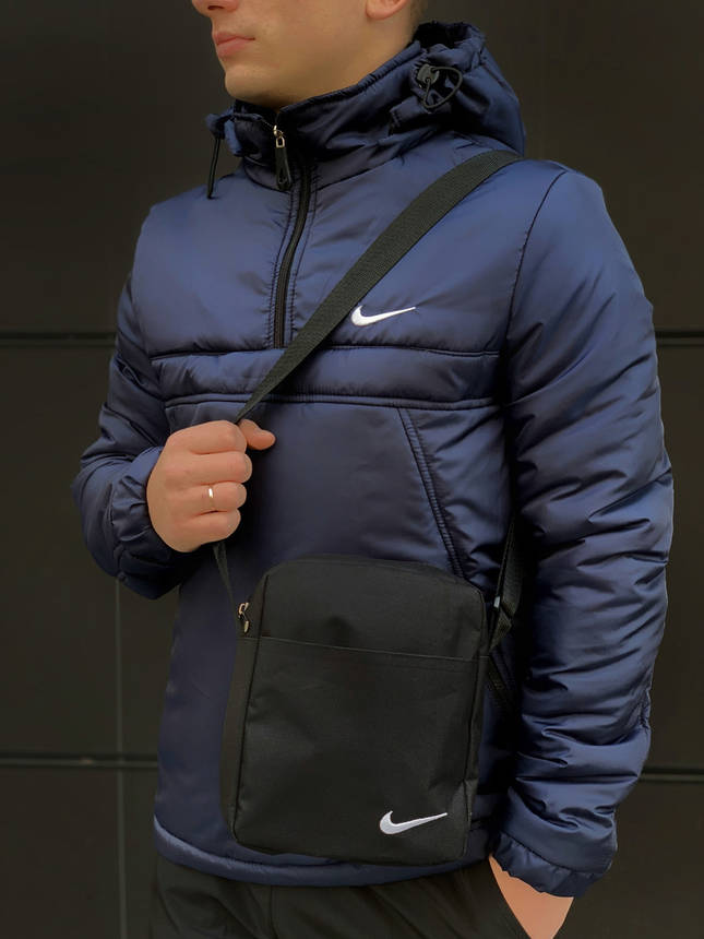 Вітровка Найк чоловіча синя (Анорак Nike)+ Штани чорні + подарунок Барсетка, фото 2