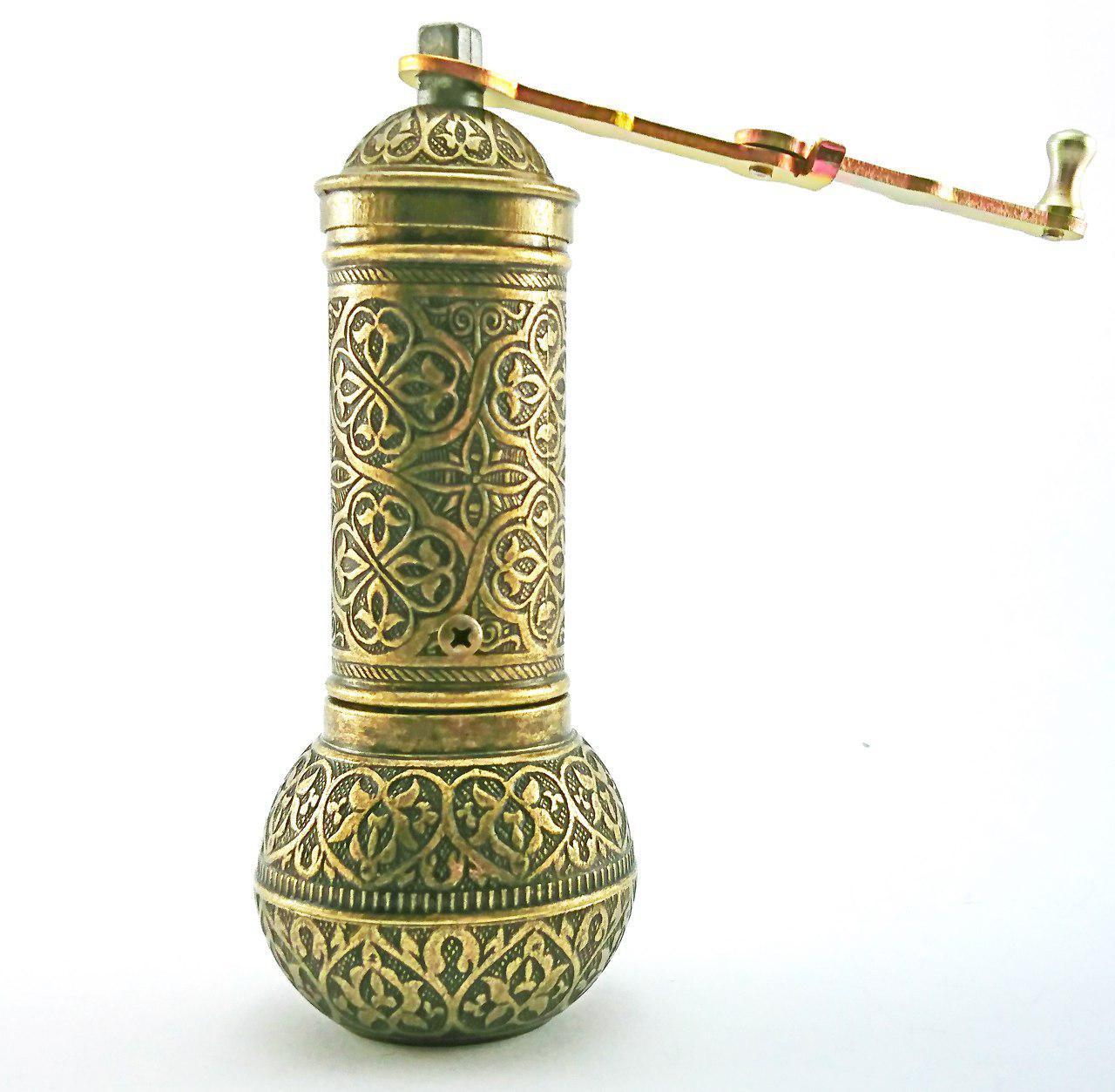 Ручна турецька кавомолка 19х7см, колір: бронза