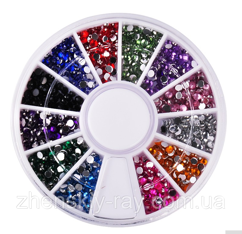 Камінці для нігтів різнобарвні