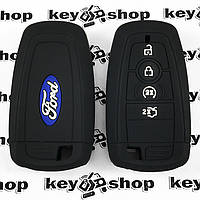 Чехол (черный, силиконовый) для смарт ключа Ford (Форд) 4 кнопки
