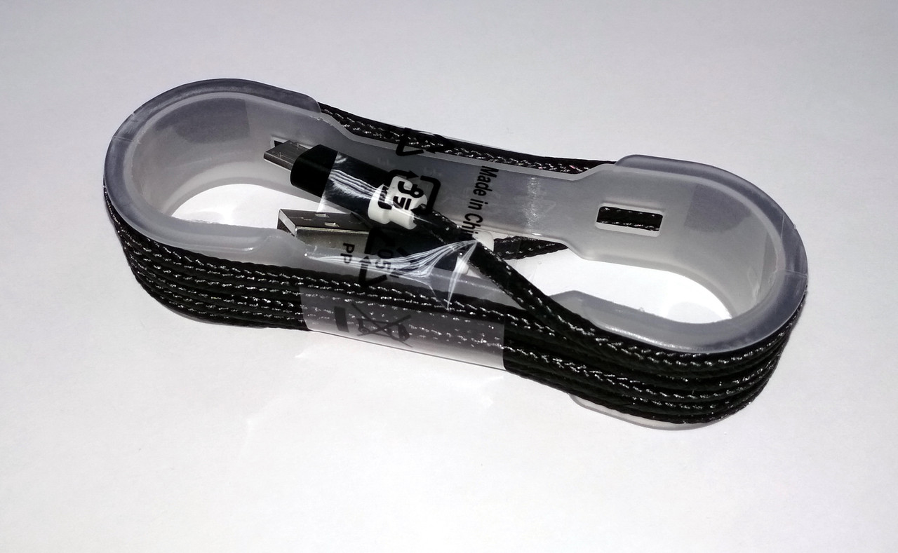 Кабель micro USB довжина в тканинному обплетенні, колір чорний