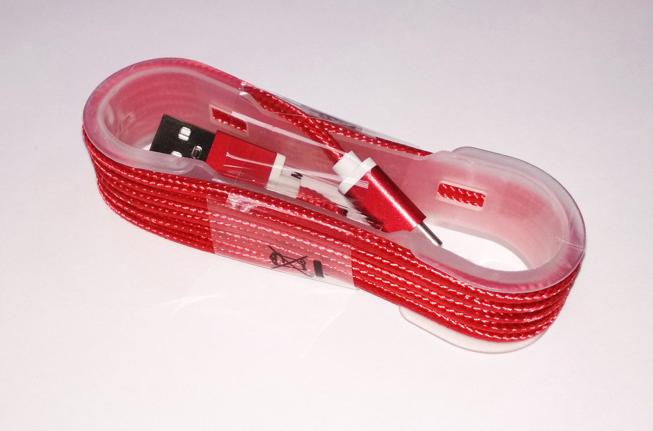 Кабель micro USB длина в тканевой оплетке, цвет - красный: продажа ...