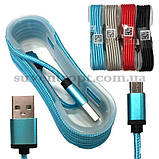 Кабель micro USB довжина в тканинному обплетенні, колір — сірий, фото 4