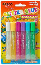 Клей-фарби з блискітками color sparkler 6 кольорів по 10 мл Pasco F-019-08, 330113