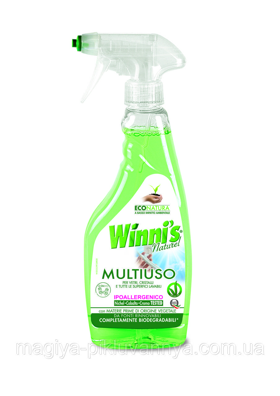 Гіпоалергенний мийний засіб для миття вікон, дзеркал, скла Winni's 500 мл,арт.000811