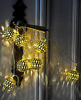 Новорічна гірлянда "Кульки" 10 LED, Білий теплий світло, Діаметр 2,4 см, На пальчикових батарейках, фото 5