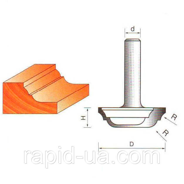 Фреза ГЛОБУС 2151 D22 d8 h6 R3 пазова фасонна