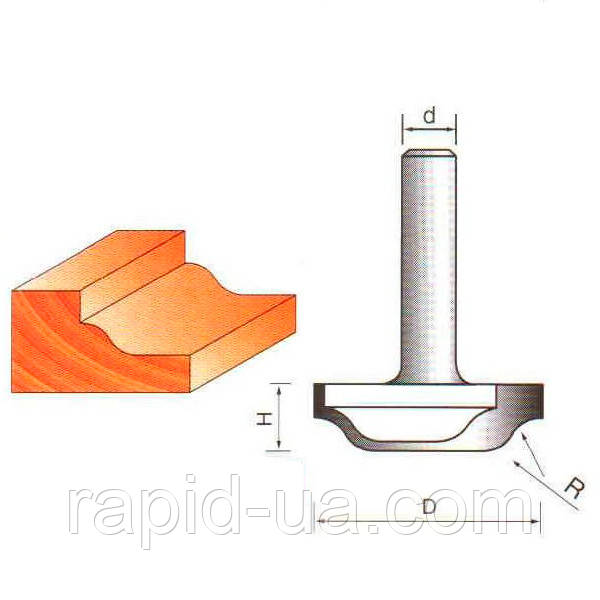 Фреза ГЛОБУС 2154 D22 d8 h6 R3 пазова фасонна
