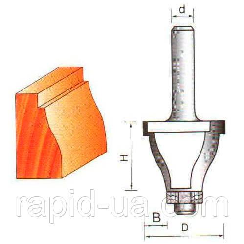Фреза ГЛОБУС 2206 D35 d8 h30 кромочная фігурна з нижнім підшипником