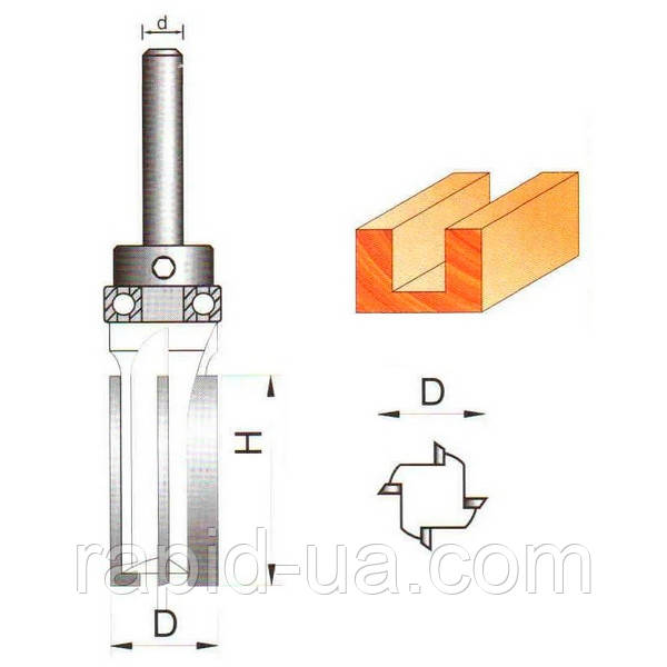 Фреза ГЛОБУС 1021 D16 d8 h50 z4 кромочная пряма