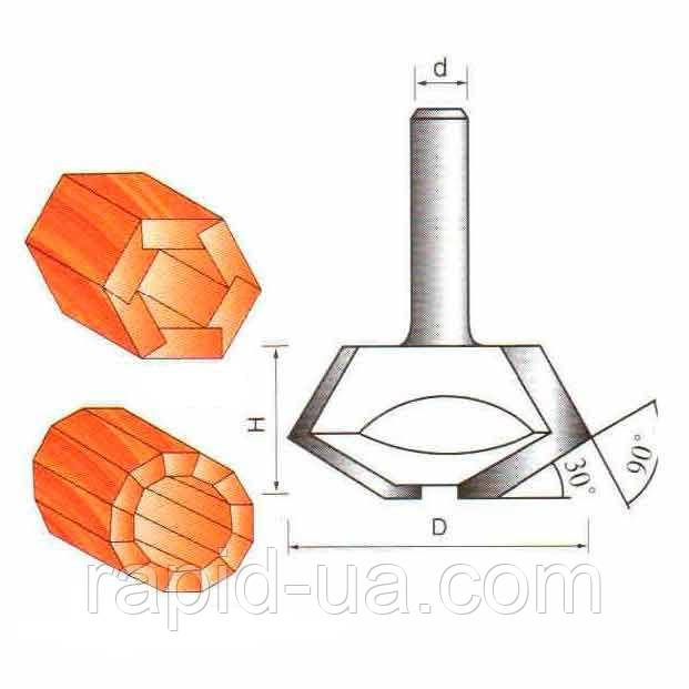Фреза ГЛОБУС 2516 D68 d12 h30 кромочная конусна