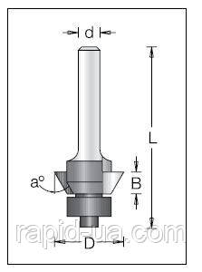 Кромочная Фреза конусна DIMAR D15.9 h6.35 a15 d8 нижній підшипник