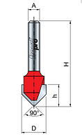 Фреза Freud 20-10206 D9.5 l10 L44.5 пазовая галтельная V-образная