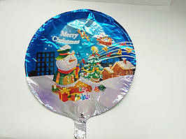 Фольгований куля круглий з новорічним малюнком "Сніговик Merry Christmas" 45 см