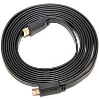 Шнур HDMI-HDMI, плоский кабель,, 3 м, чорний (в блістері)