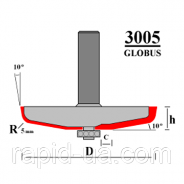 Фреза ГЛОБУС 3005 D83 d12 h13 фигирейная горизонтальна