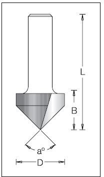 Фреза V-подібна (гравірувальна) DIMAR D19.1 a90 h16 d12