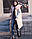 Жіночий подовжений зимовий оксамитовий пуховик, парку, куртка молочний, фото 3