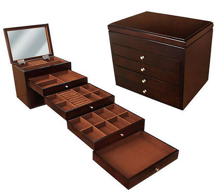 Скринька для ювелірних прикрас, біжутерії Коричнева, фото 1