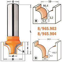 Фреза пазовая фасонная 12.7 D19 L51 z2 h13 R6.35 СМТ 865.903.11