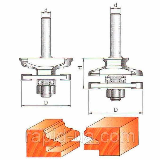 Фреза ГЛОБУС 3502set D42 d12 h20 комбінована рамкова