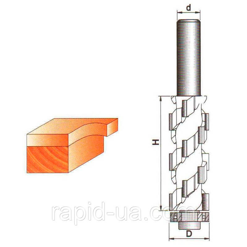 Фреза ГЛОБУС 1020 D21 l60 d12 z6 кромочная пряма