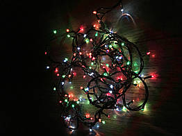 Новорічна світлодіодна гірлянда нитка 6 м, 200LED різнобарвна, чорний дріт