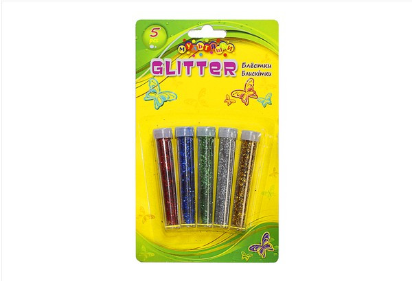 Набір глітера в пробірках 5шт на планшеті Мультяшки