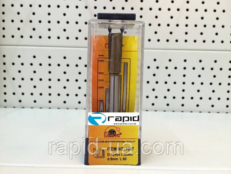 Фреза ГЛОБУС 1007 D12 d8 L90 пазовая прямая